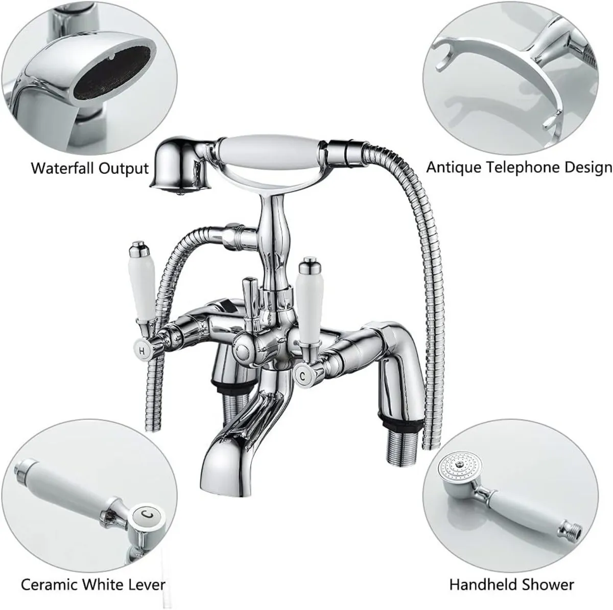 Traditional Bathtub Mixer Tap Victorian Bath - Image 2
