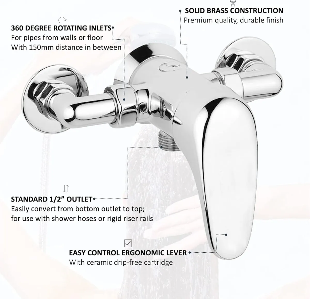 Bromley BT3918 Chrome Manual Exposed Wall Mounted - Image 2