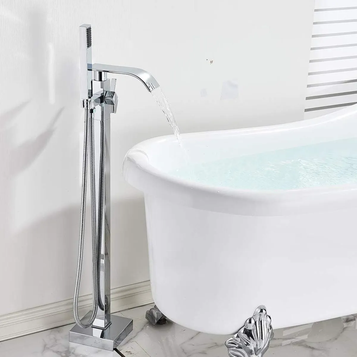 Chrome Freestanding Bath Taps Floor Mounted - Image 2