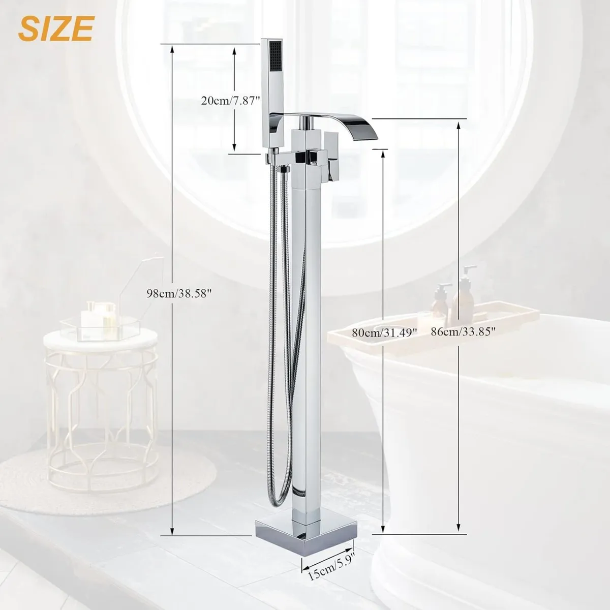 Chrome Freestanding Bath Taps Floor Mounted - Image 3