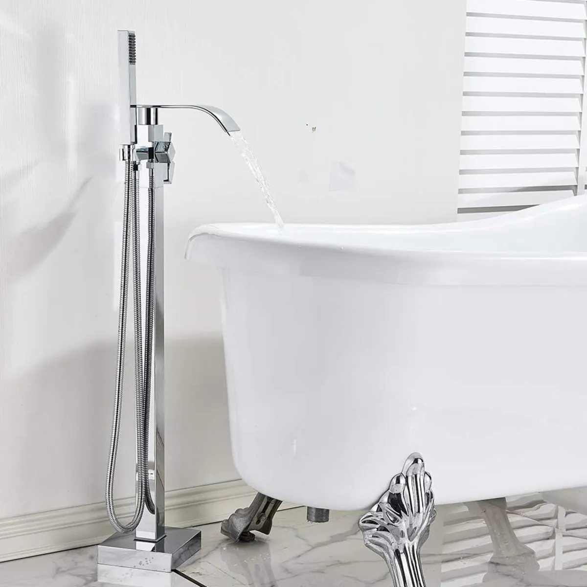 Chrome Freestanding Bath Taps Floor Mounted - Image 4