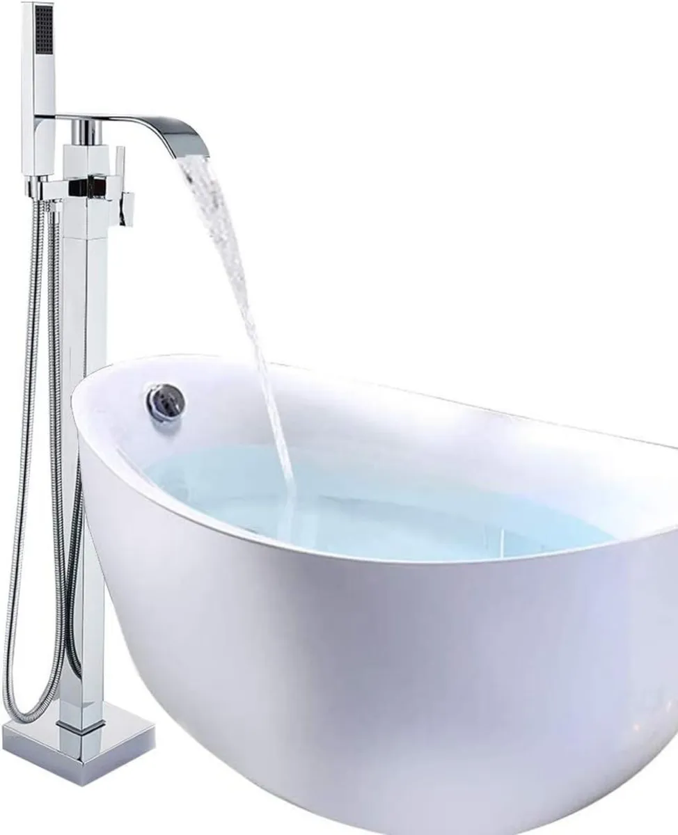 Chrome Freestanding Bath Taps Floor Mounted - Image 1