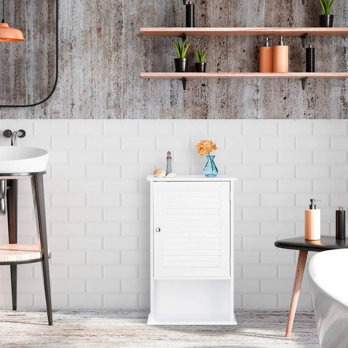 Bathroom Cabinet Free Standing Wooden Storage 3 - Image 2