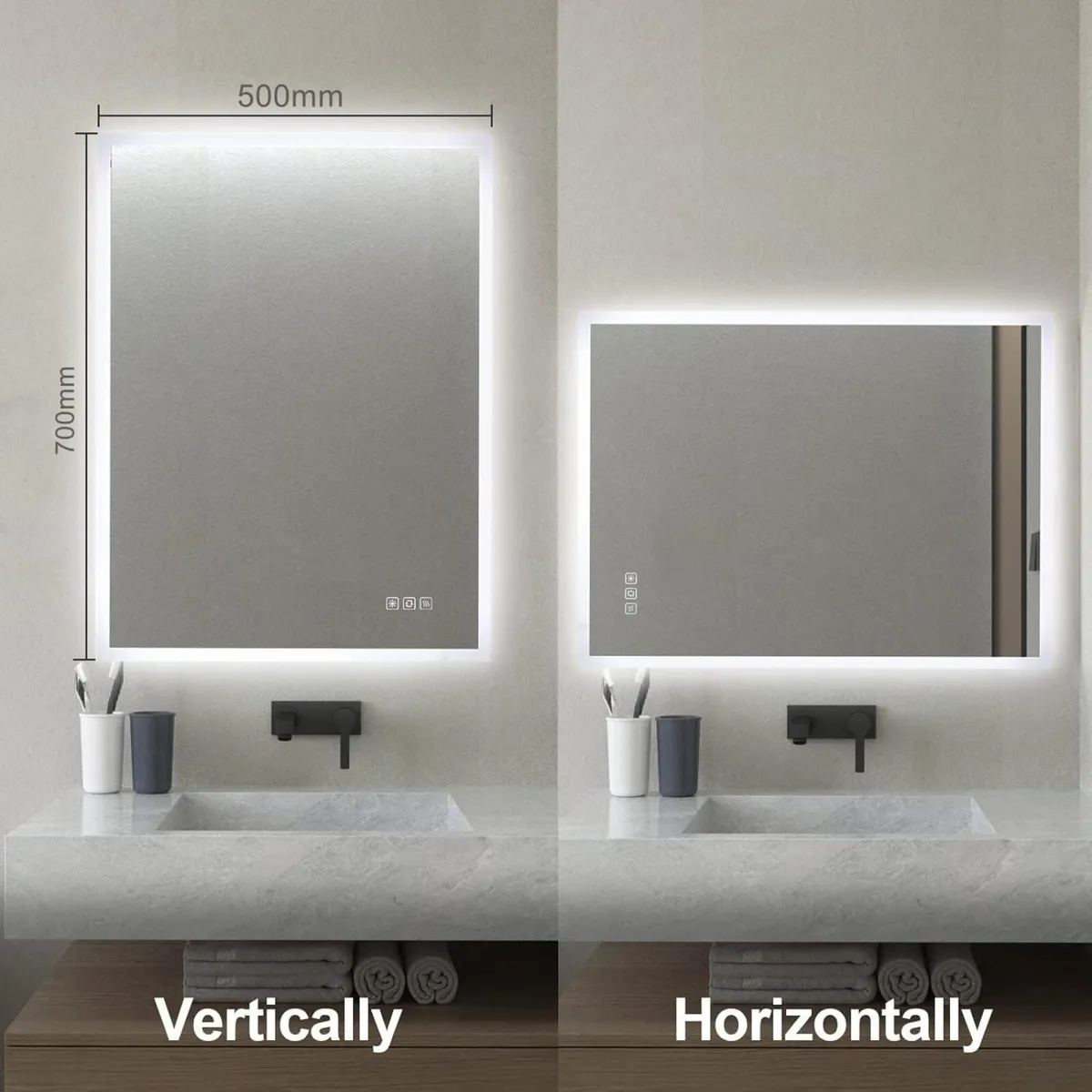 Bathroom LED Mirror 700x500mm Illuminated Backlit - Image 2