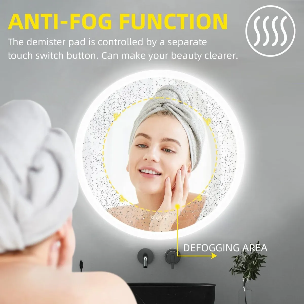 700mm Bathroom LED Mirror Round Wall-Mounted - Image 3