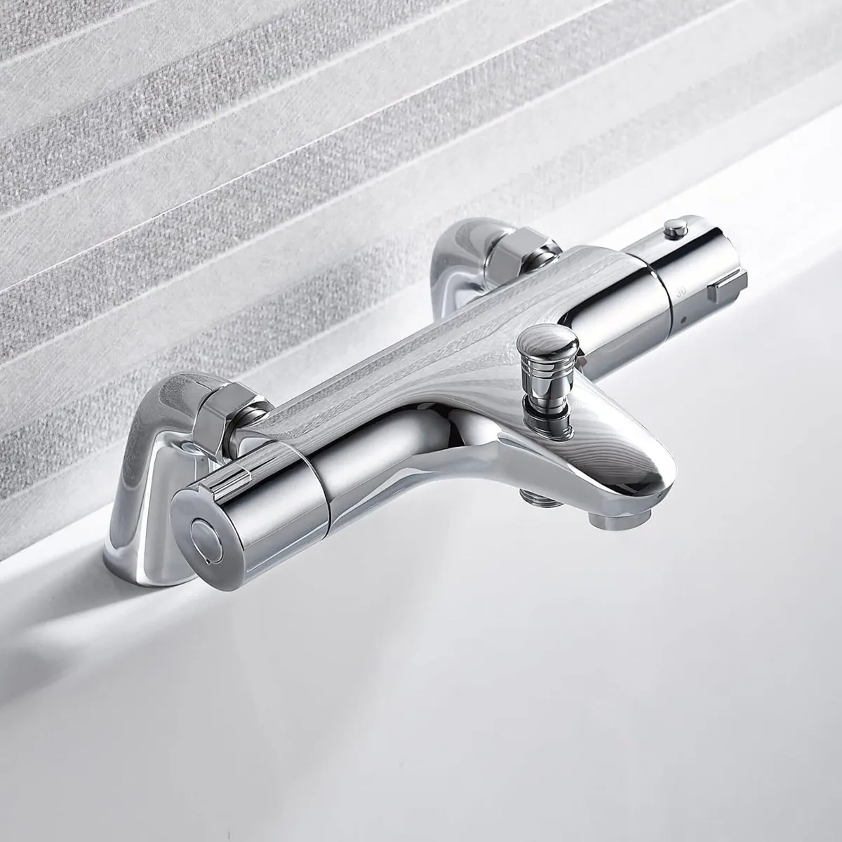 Thermostatic Bath Shower Mixer Taps Modern Chrome - Image 1