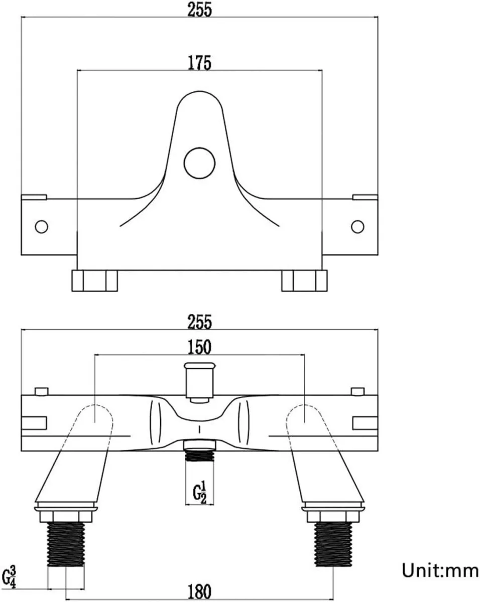 Thermostatic Bath Shower Mixer Taps Modern Chrome - Image 3