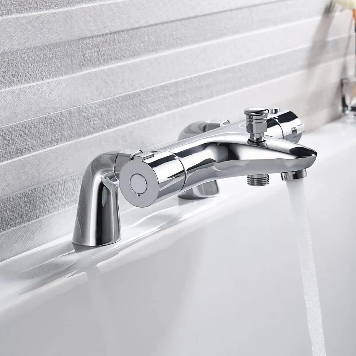 Thermostatic Bath Shower Mixer Taps Modern Chrome - Image 4