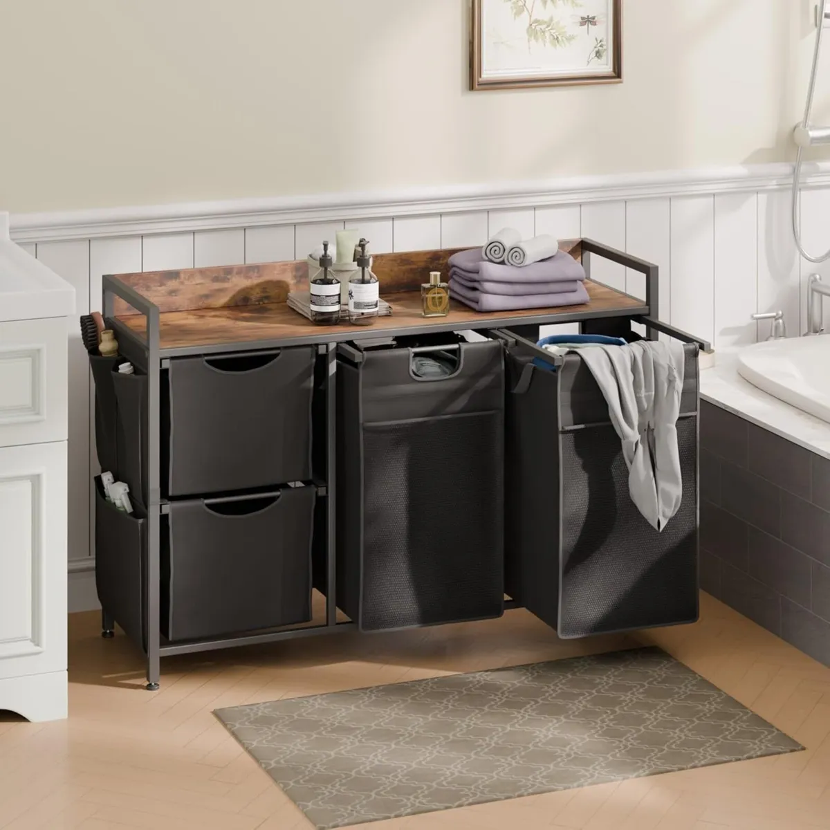 Laundry Hamper with 4 Compartments 150L Sorter - Image 2