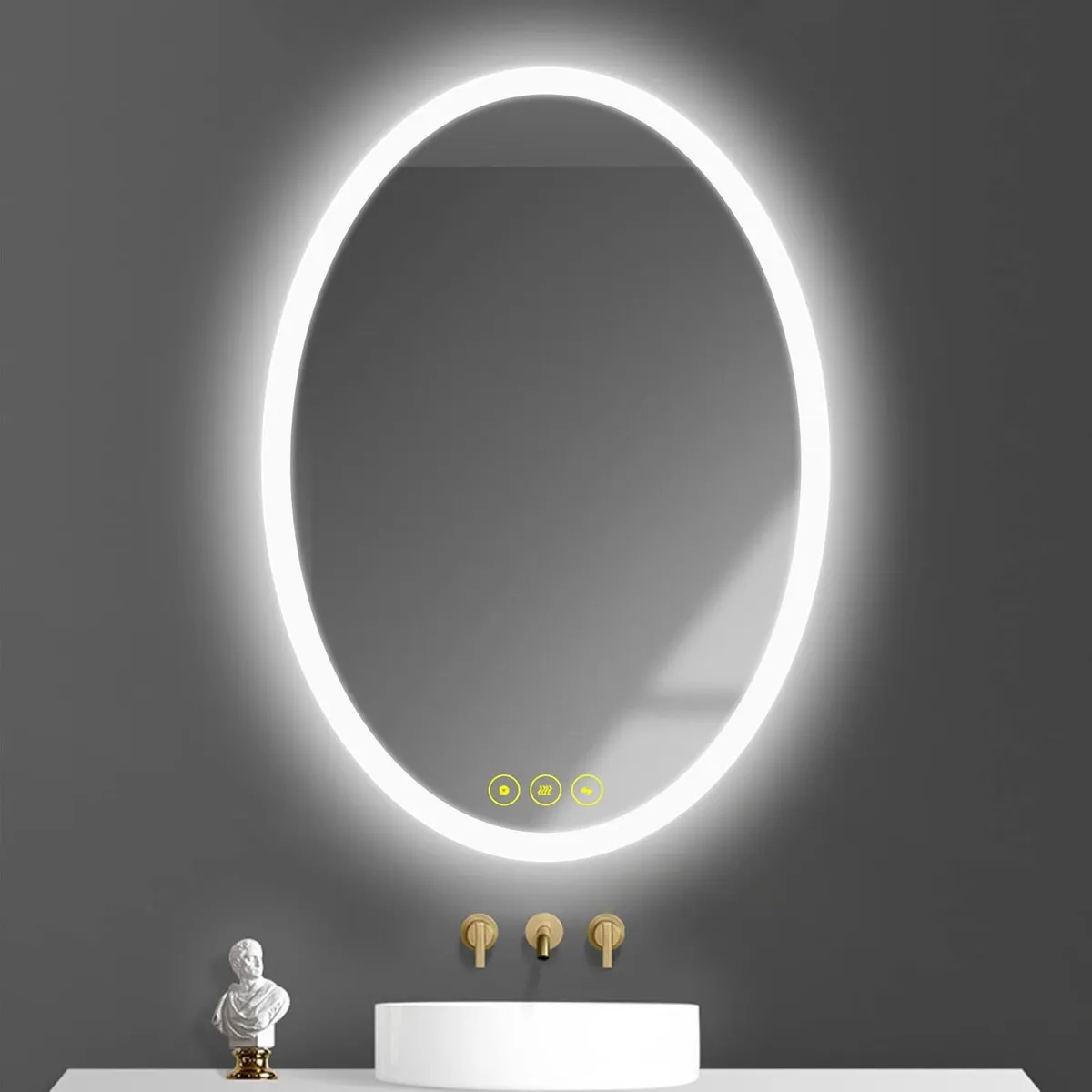 50x70cm Oval Bathroom Mirror with LED Lights - Image 1