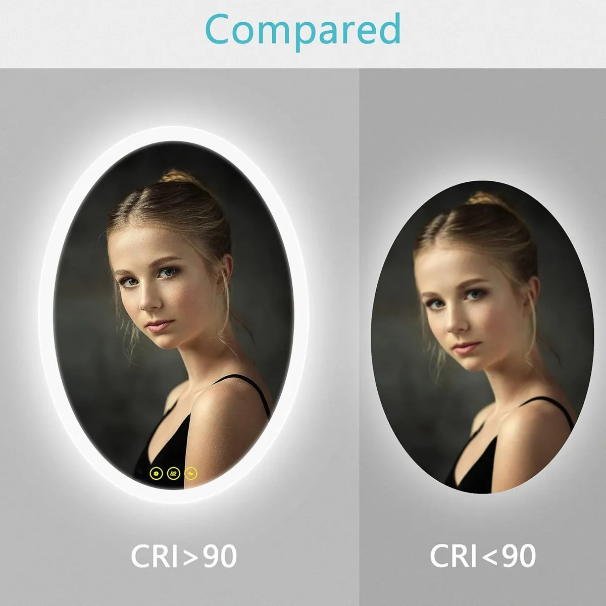 50x70cm Oval Bathroom Mirror with LED Lights - Image 4