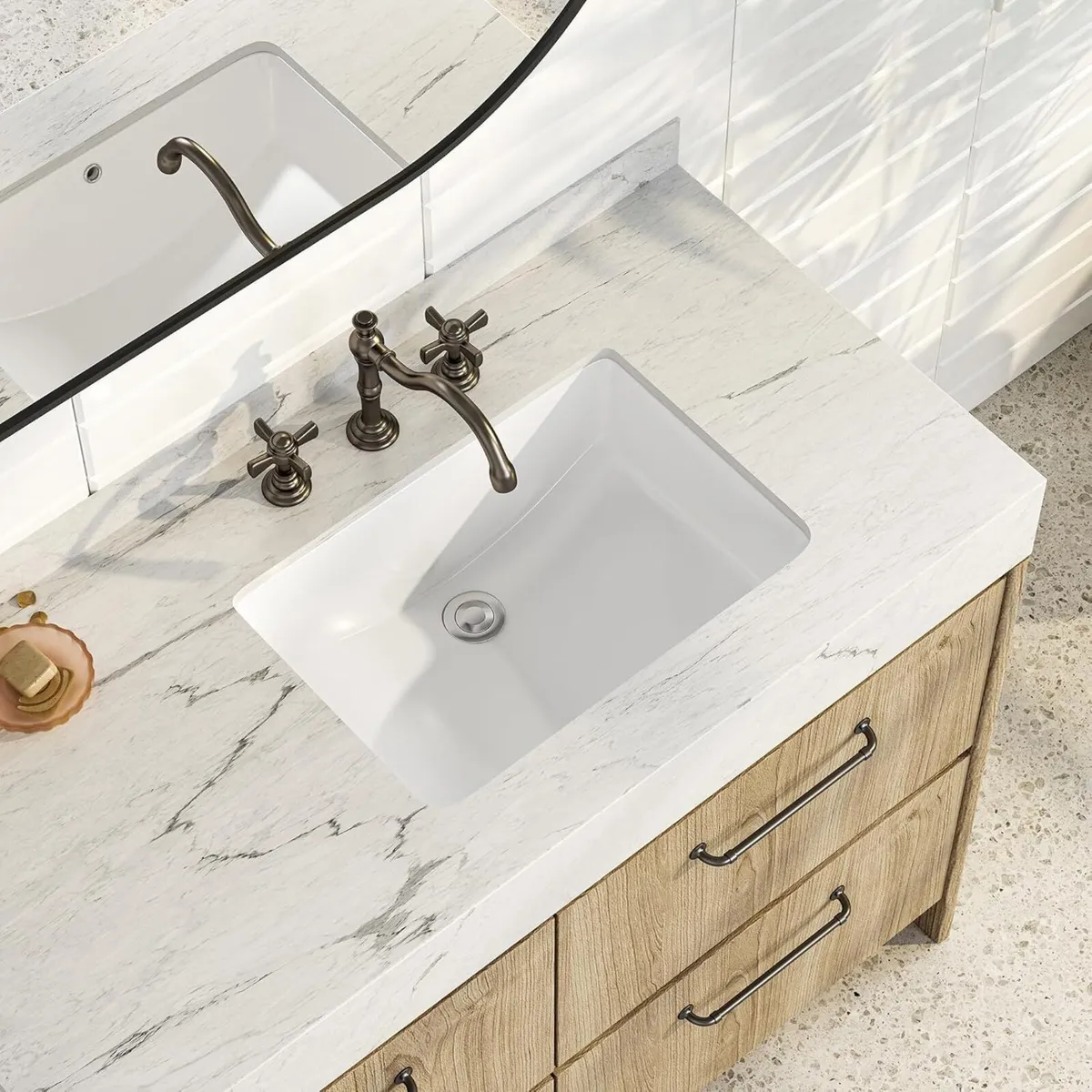 21 Rectangular Undermount Bathroom Sink Porcelain - Image 2