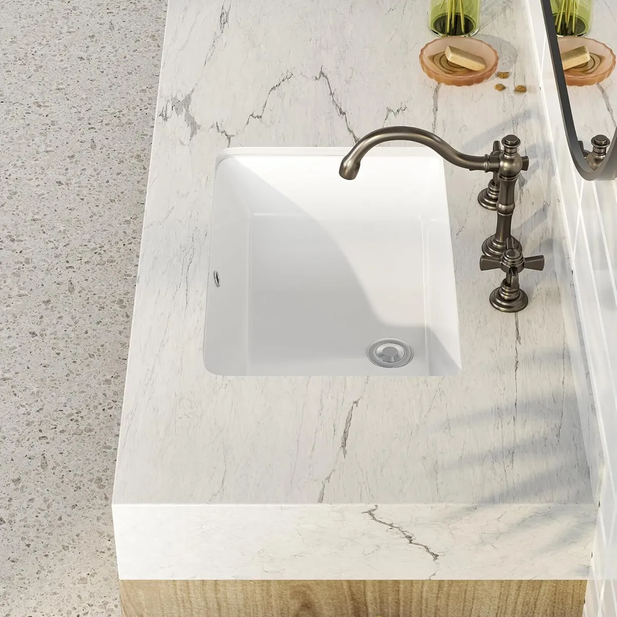 21 Rectangular Undermount Bathroom Sink Porcelain - Image 3