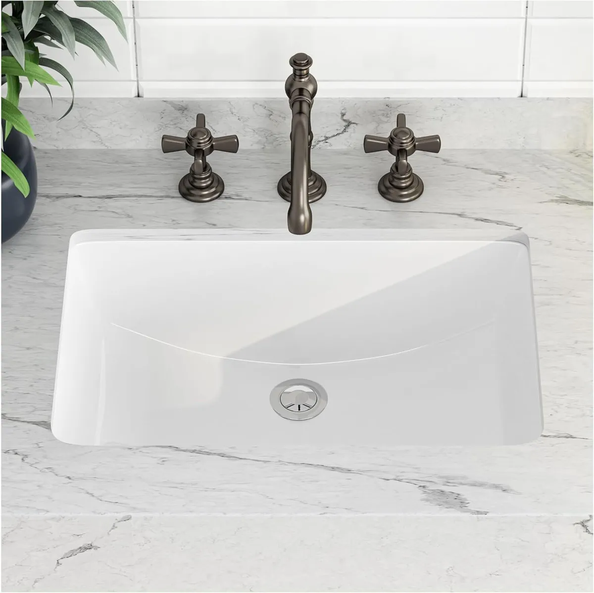 21 Rectangular Undermount Bathroom Sink Porcelain - Image 1