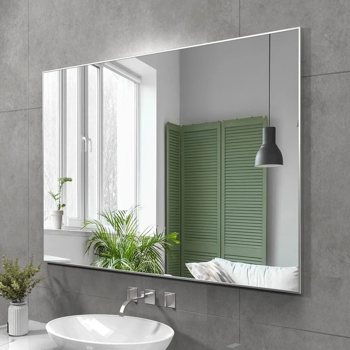 Bathroom Mirror 91.5x61cm Wall Mount with - Image 1
