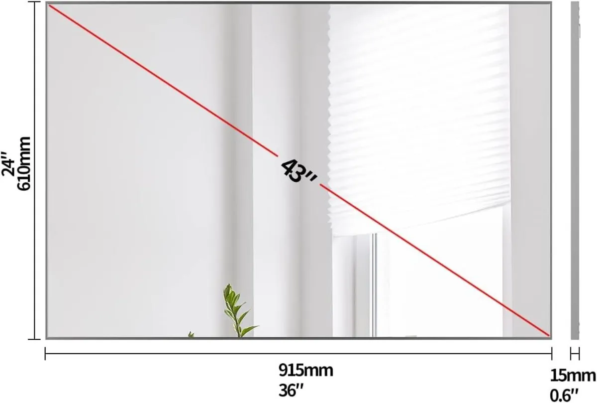 Bathroom Mirror 91.5x61cm Wall Mount with - Image 2
