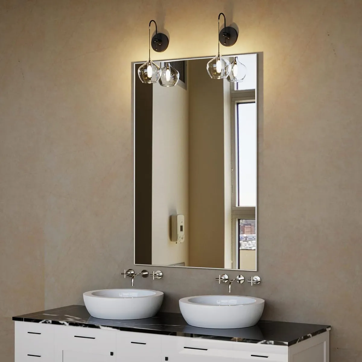Bathroom Mirror 91.5x61cm Wall Mount with - Image 4