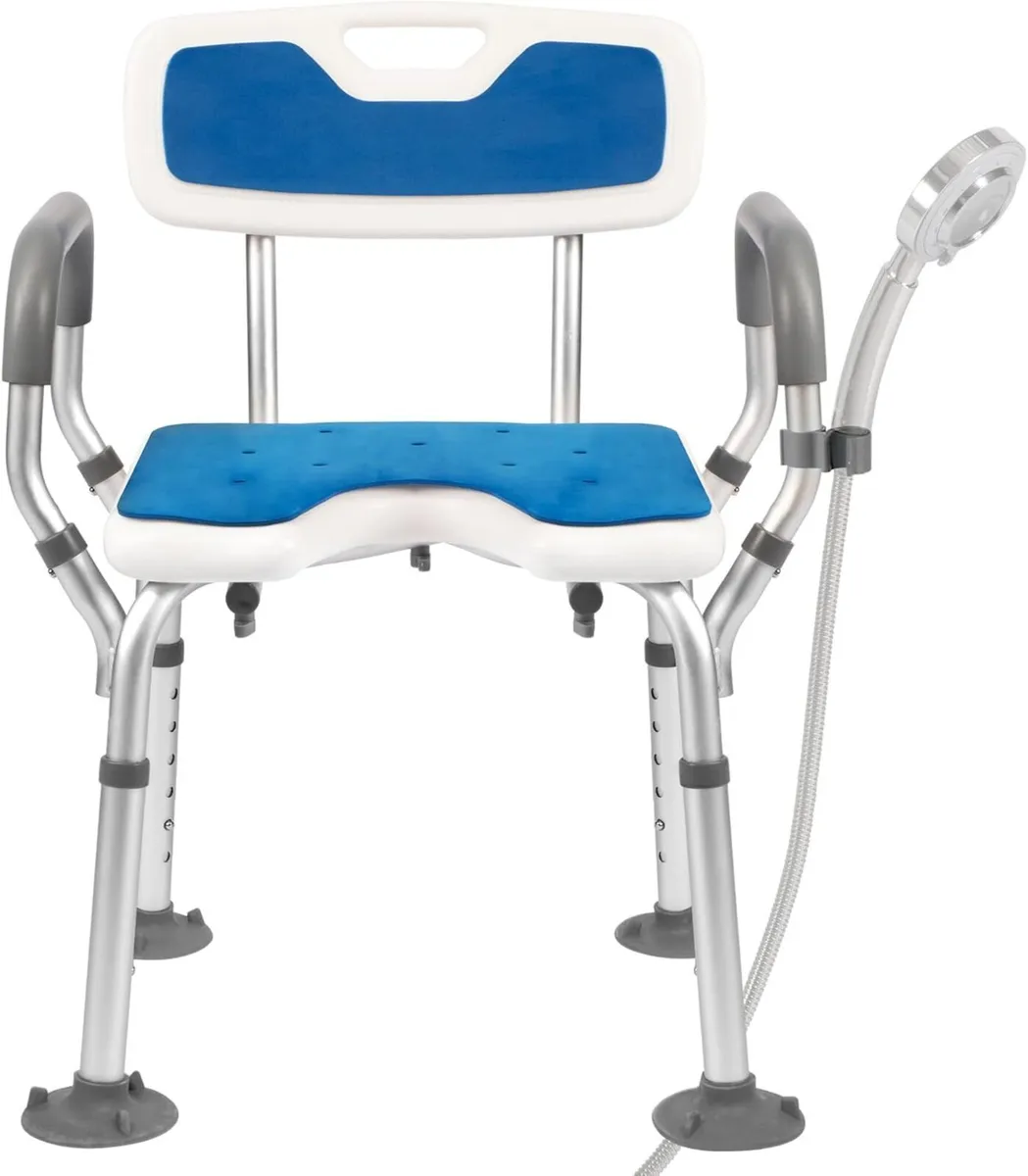 Shower Chair with Arms and Back 53cm Wide Heavy - Image 1