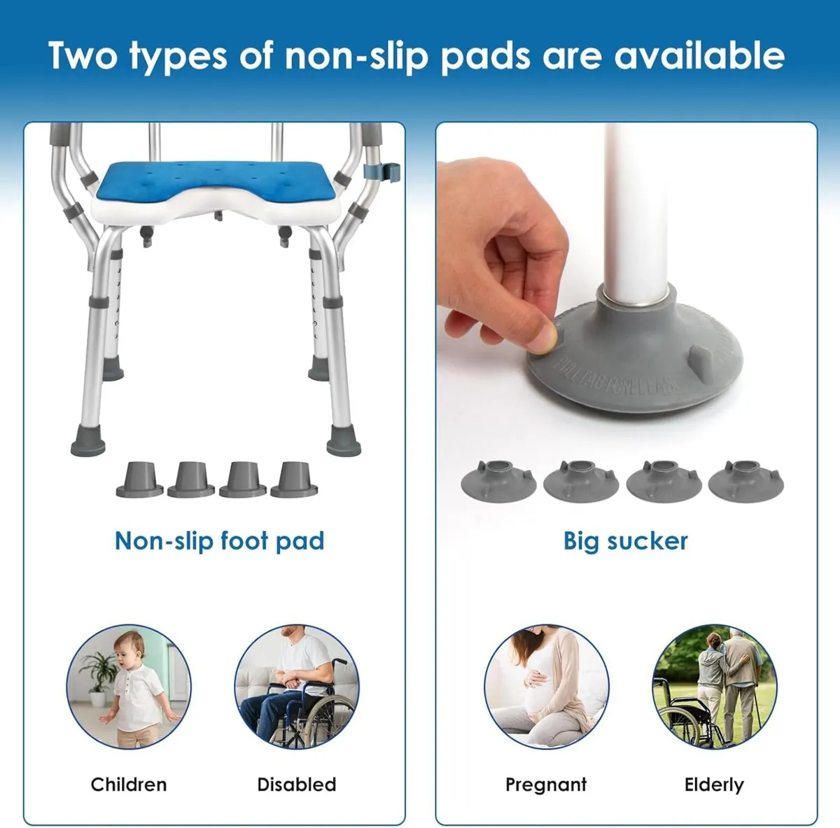 Shower Chair with Arms and Back 53cm Wide Heavy - Image 4