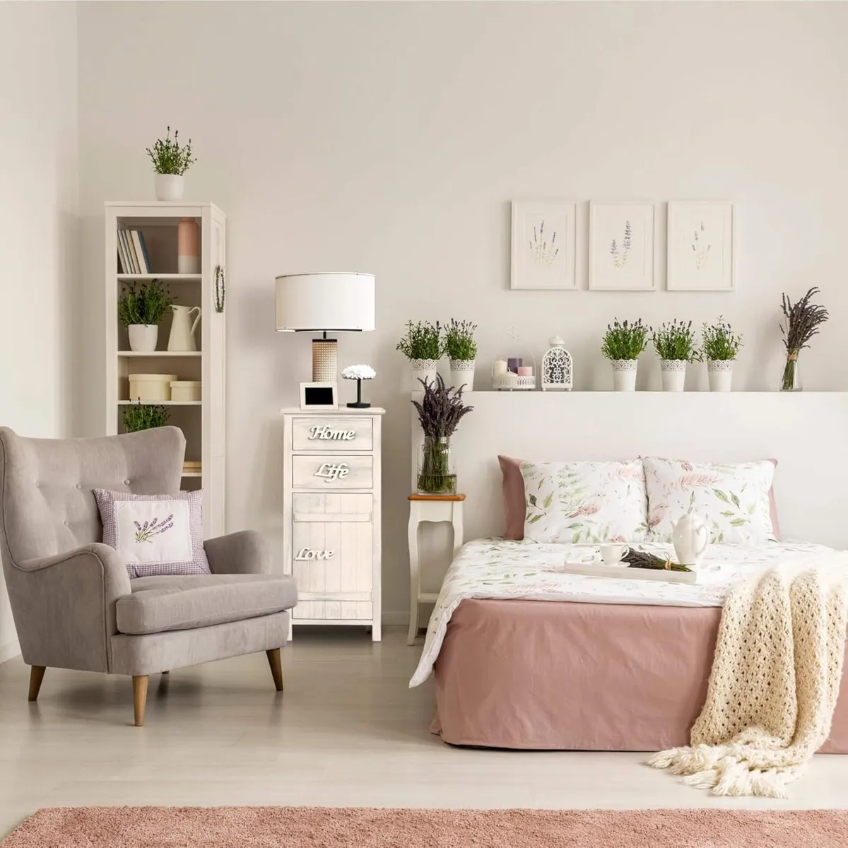 Bedside Furniture Storage unit Wood White Shabby - Image 2