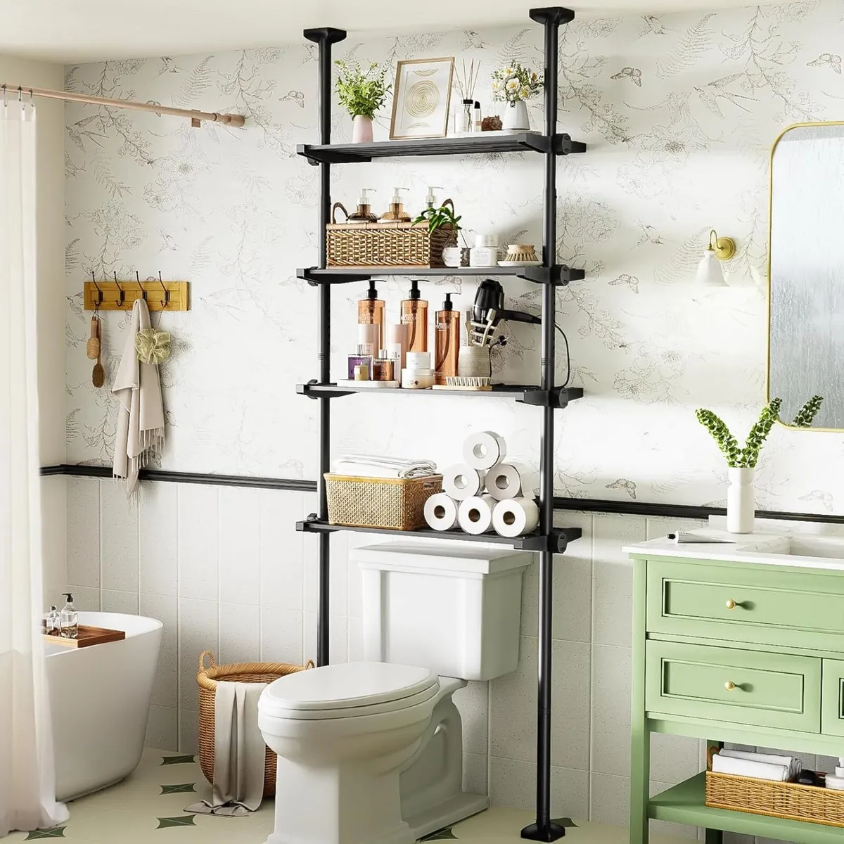 Over The Toilet Storage Shelf 4-Tier Adjustable - Image 1