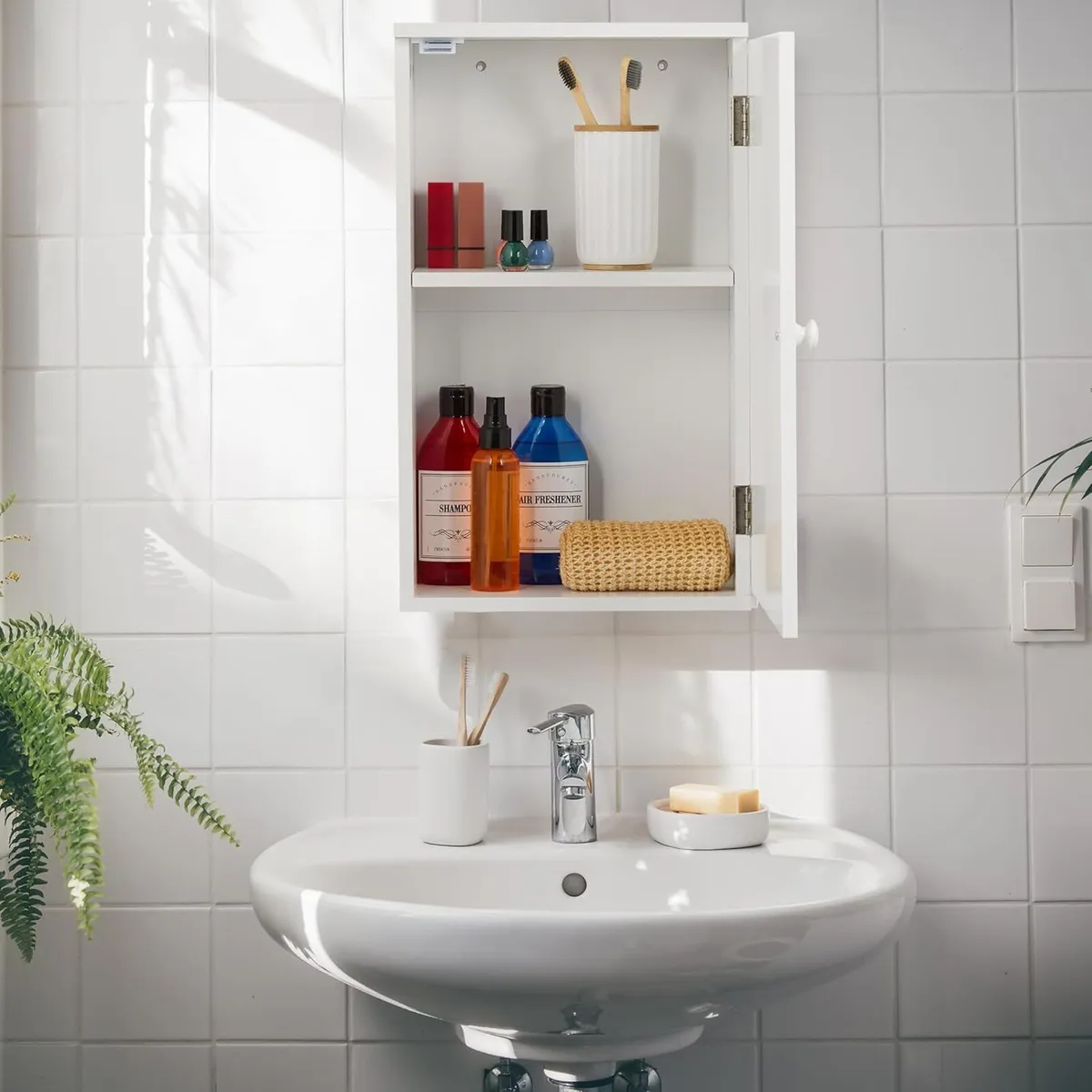 Bathroom Wall Cabinet with Door 2 Adjustable - Image 2