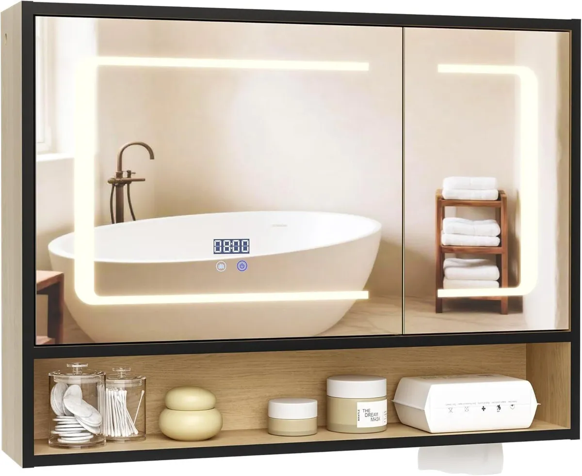 Bathroom Mirror Cabinets with Led Lights Wall-Moun - Image 1