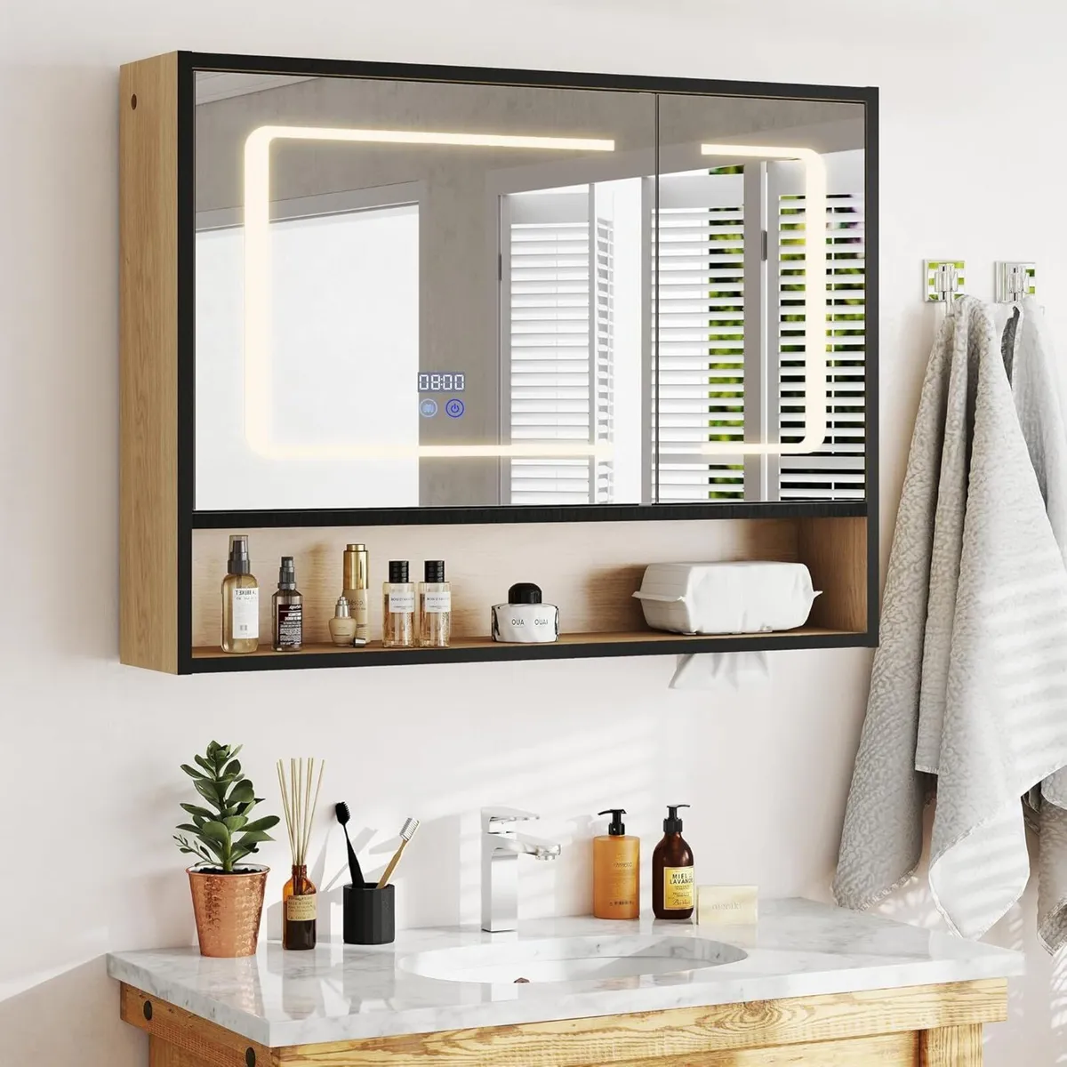 Bathroom Mirror Cabinets with Led Lights Wall-Moun - Image 2