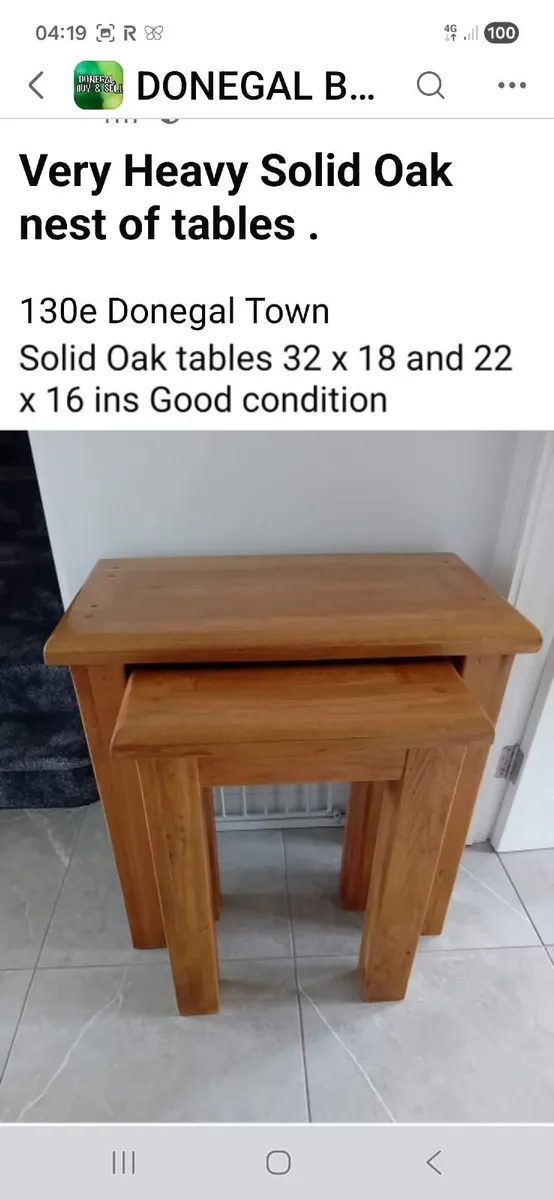 Tall Solid Oak nest of Tables