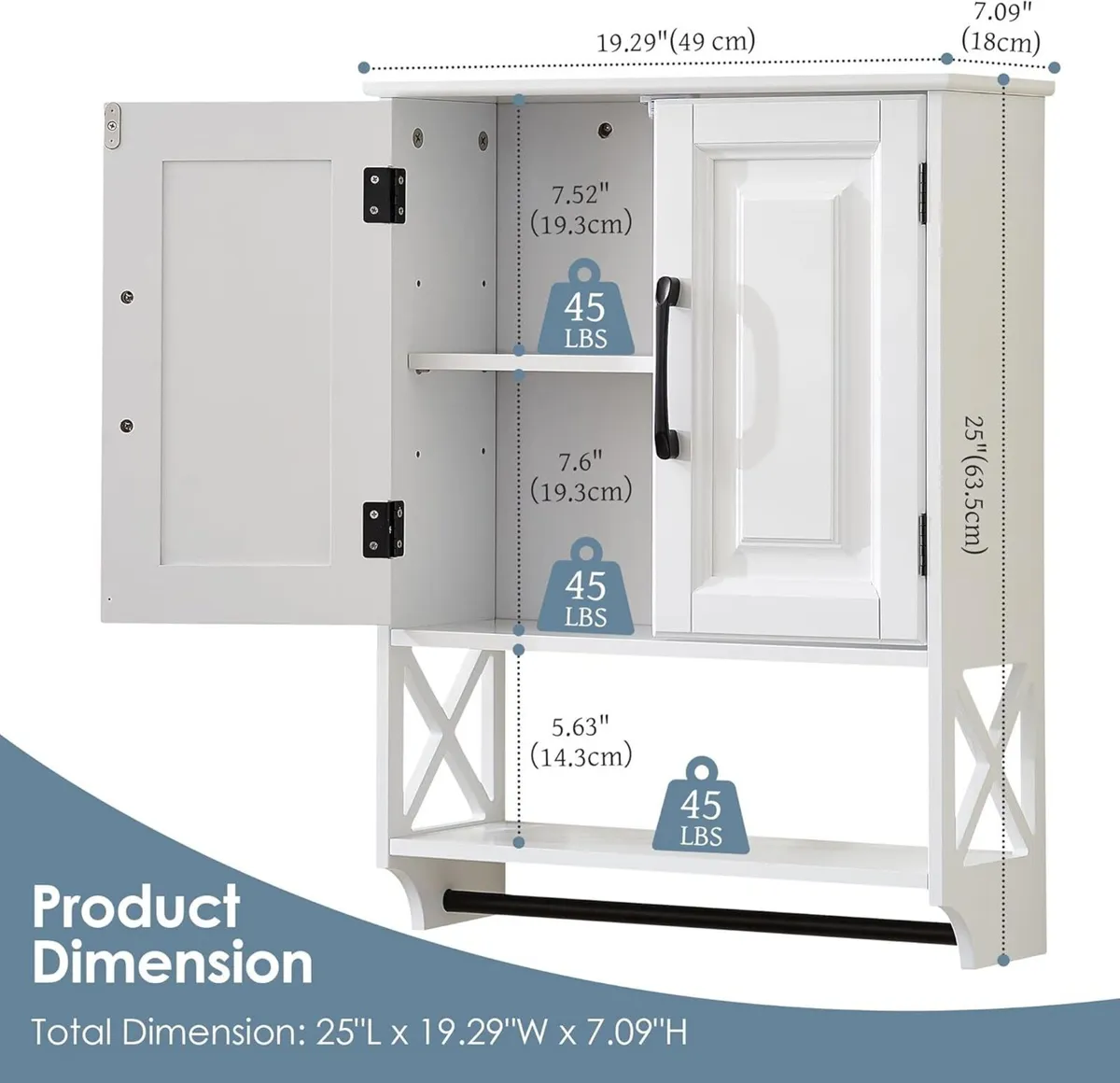 Bathroom Wall Cabinet 25x19 Farmhouse Mounted - Image 2