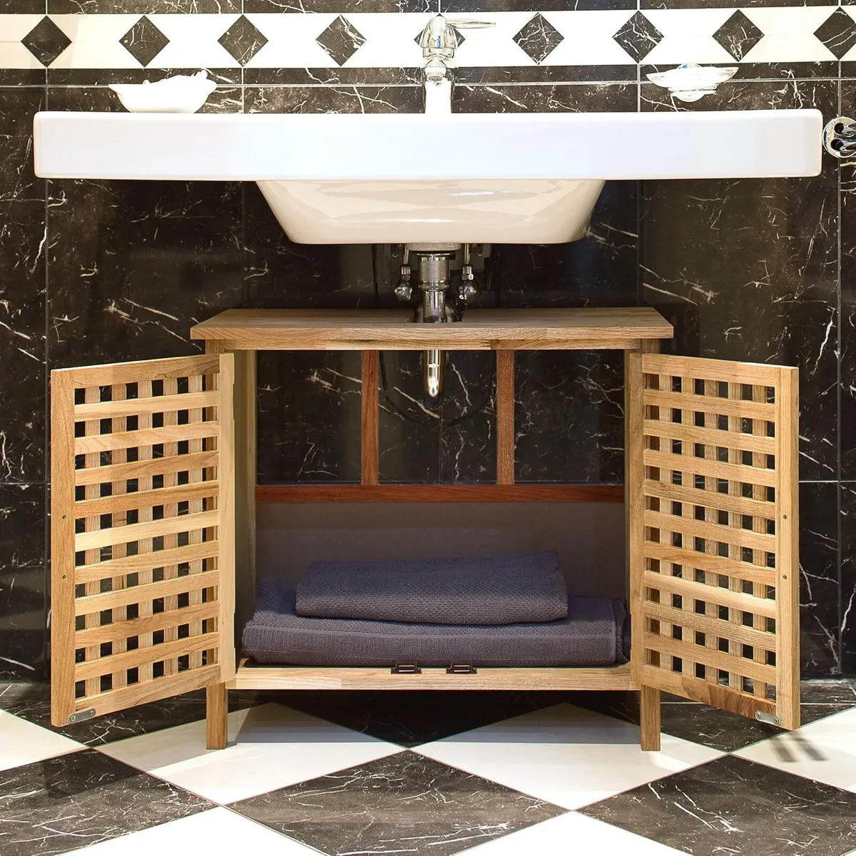 Walnut Under-Sink Cabinet 56.7 x 64.5 33.2 cm - Image 2