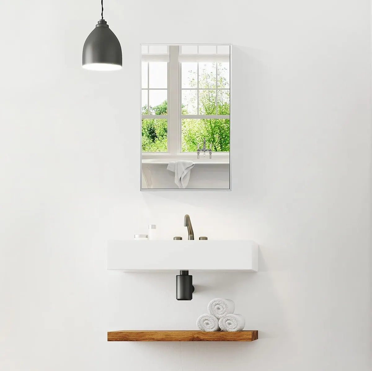 Bathroom Mirror Cabinet Hanging Home Pharmacy - Image 2