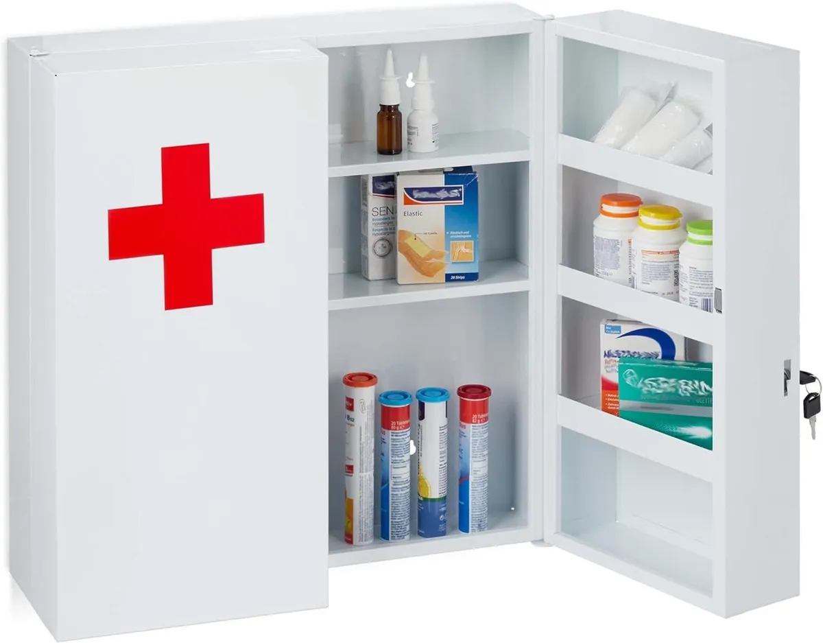 XXL Medicine Cabinet 100% steel White/Red 53.5 x - Image 1