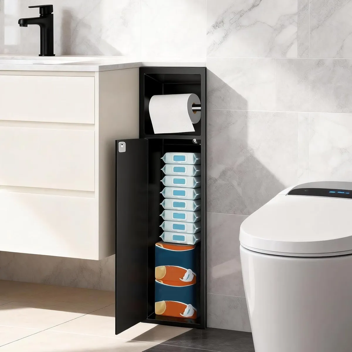 66 x 18 14.5cm Toilet Paper Niche with Dispenser - Image 1