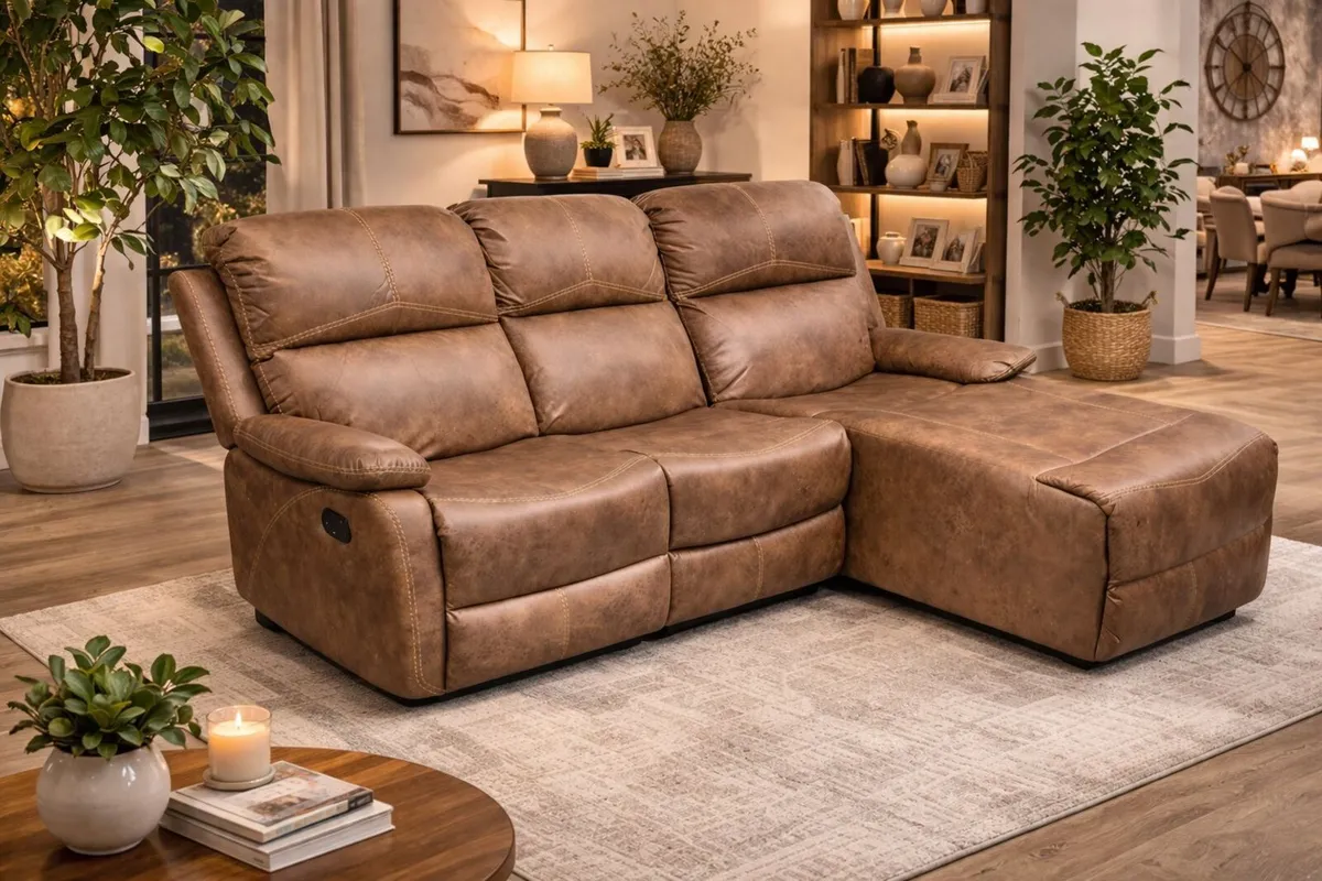New Athens On Sale Brown Fabric Recliner Corner