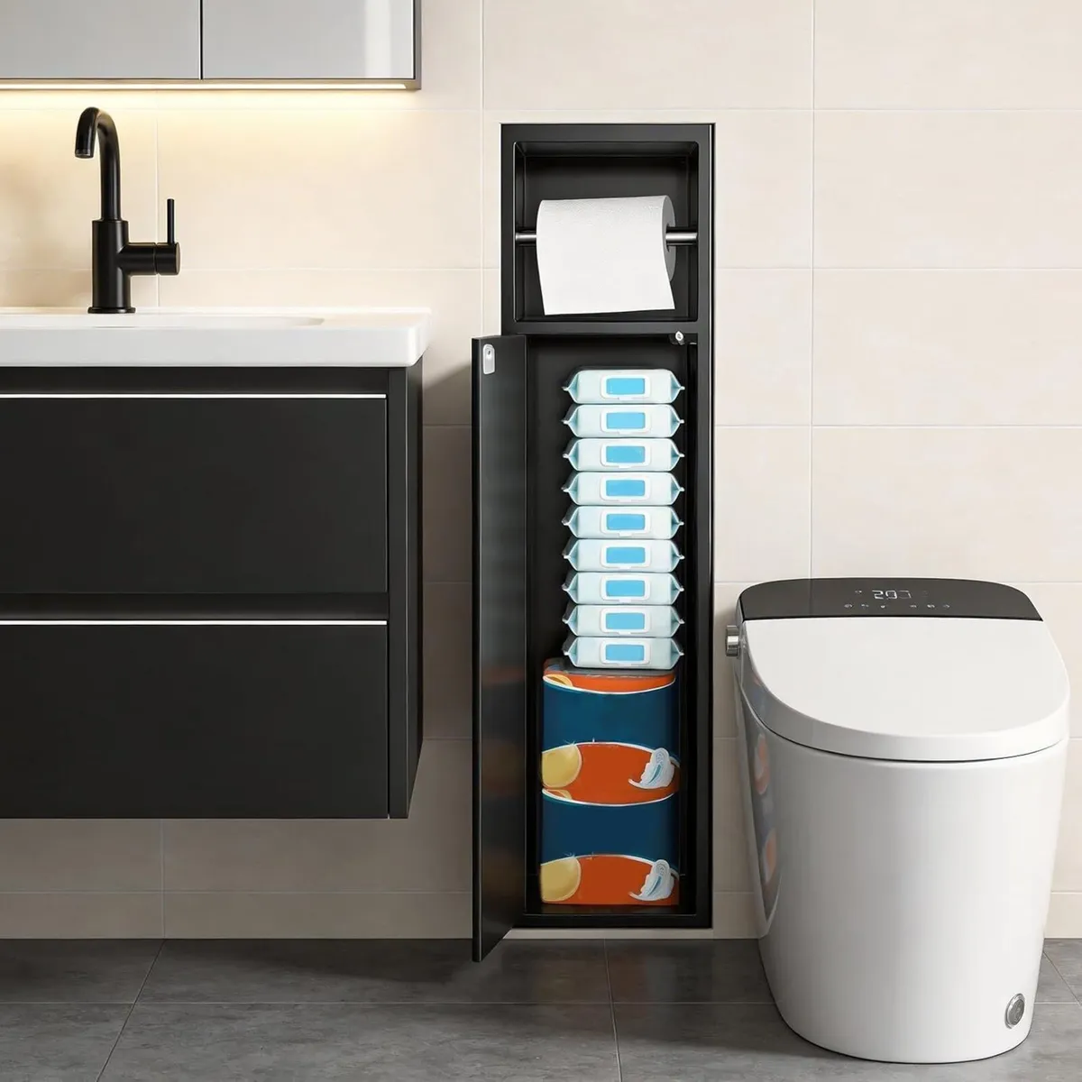 66 x 18 14.5cm Toilet Paper Niche with Dispenser - Image 3