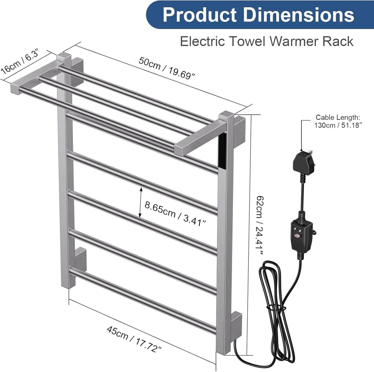 Electric Heated Towel Rail for Bathroom Hot - Image 2