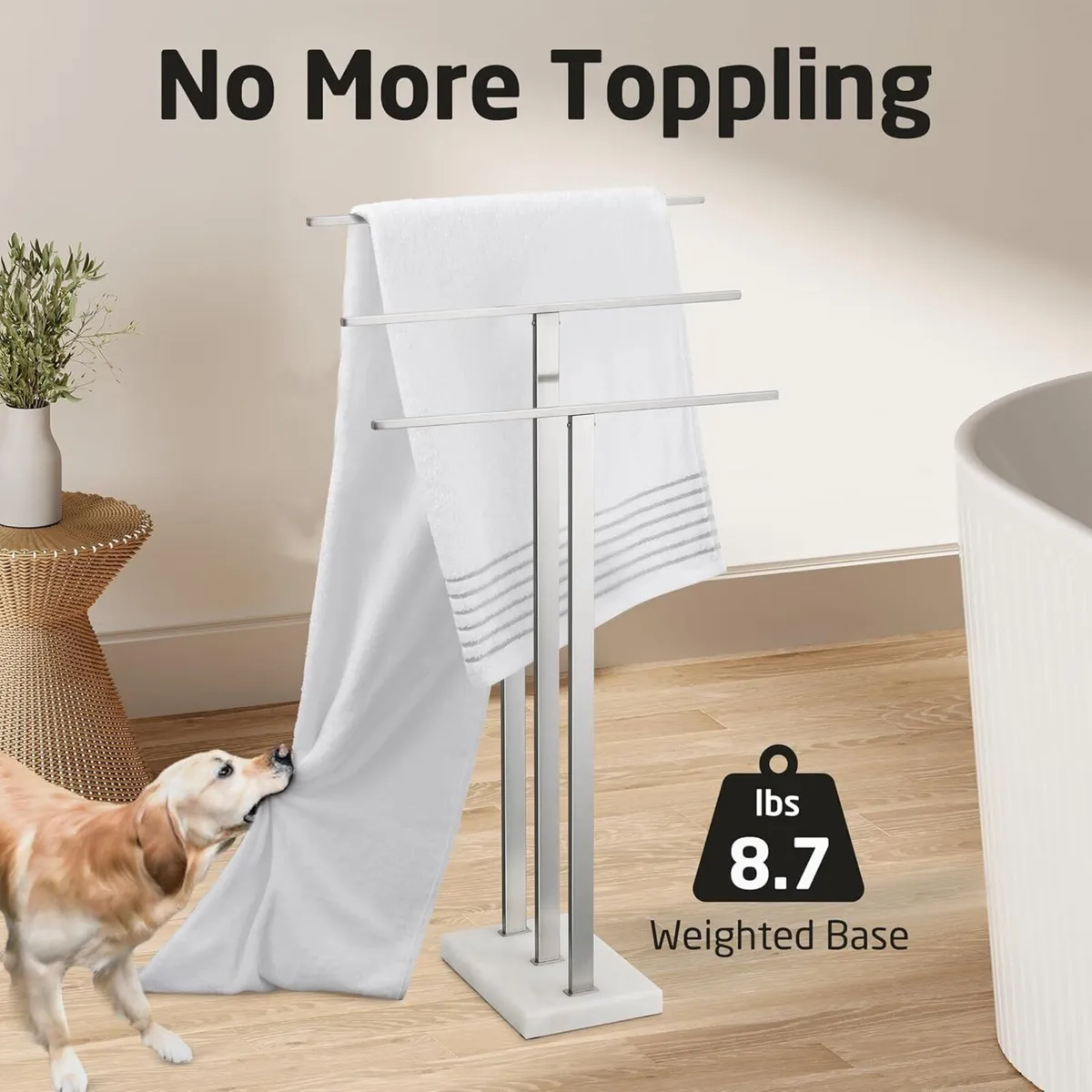 Towel Rail Freestanding with Marble Base 3-Tier - Image 3