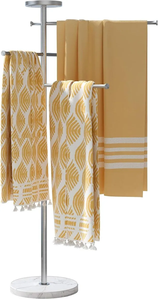 Natural Marble Free Standing Towel Rail 150CM - Image 1