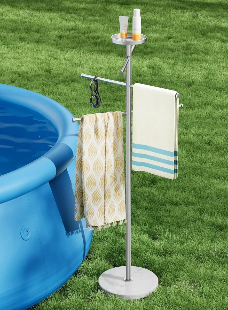 Natural Marble Free Standing Towel Rail 150CM - Image 2