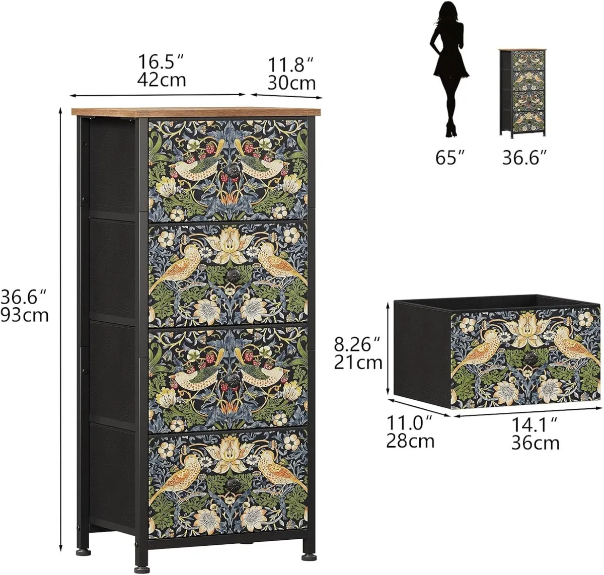 Chest of Drawers Made Fabric Narrow Dresser - Image 3