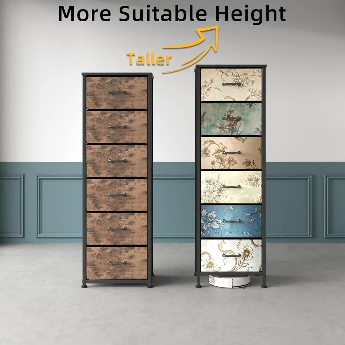 Chest of Drawers for Bedroom Fabric with 6 Metal - Image 4