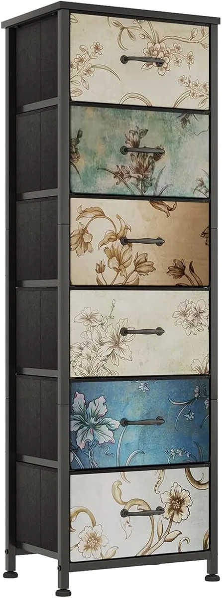 Chest of Drawers for Bedroom Fabric with 6 Metal - Image 1