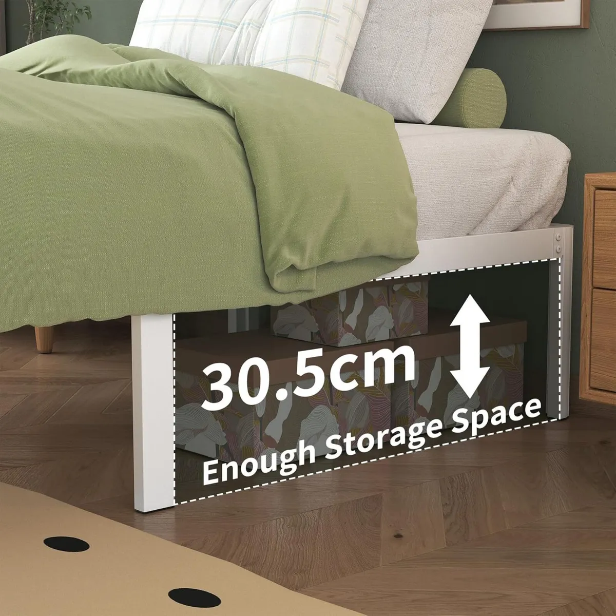 Metal Bed 140 x 200 cm with Round Legs 36 Height - Image 3