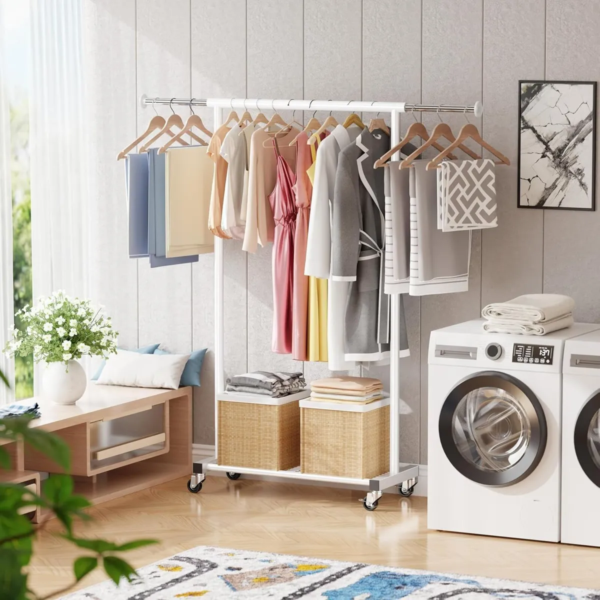 Standard Clothing Garment Rack Rolling Clothes - Image 2