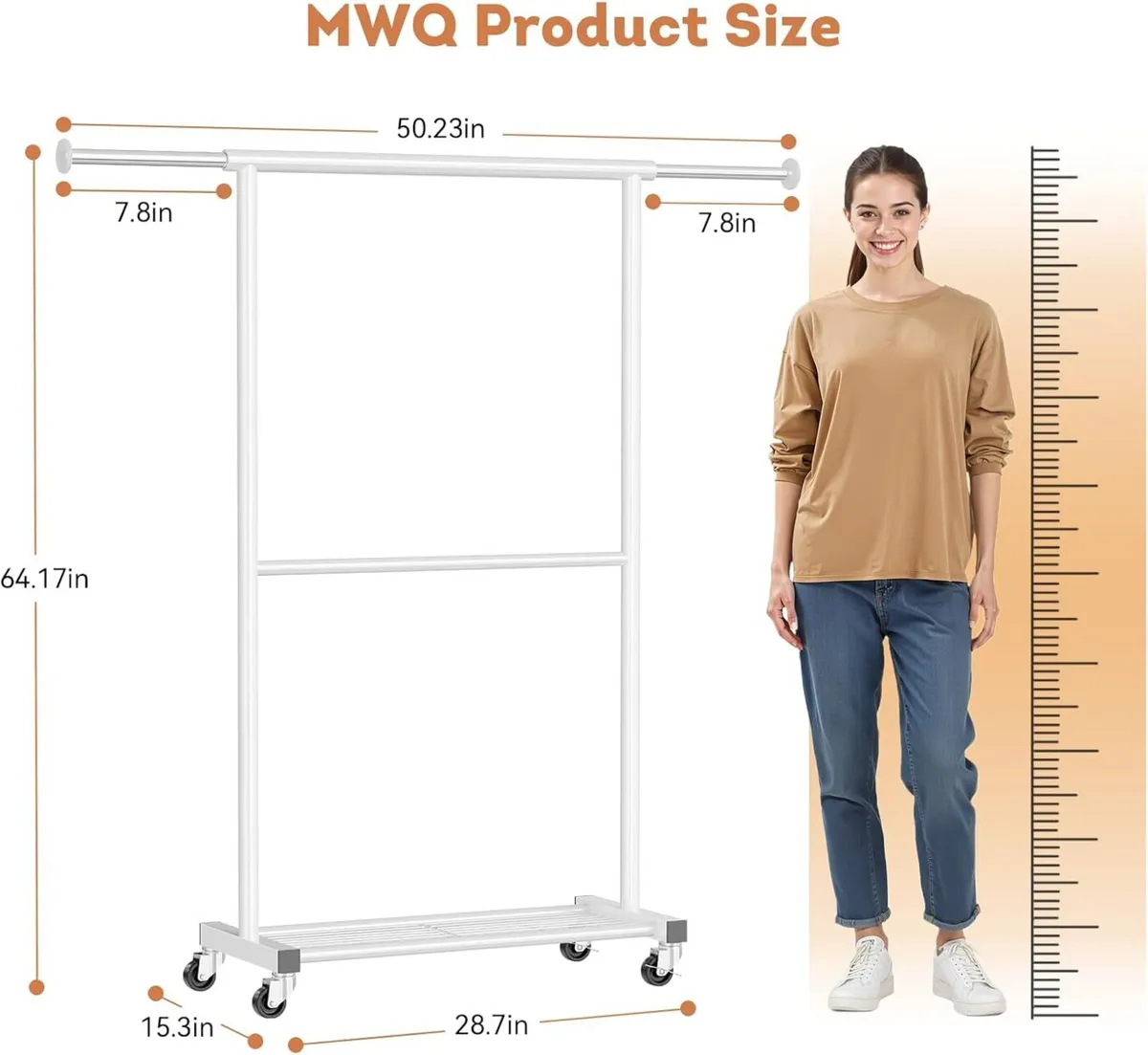 Standard Clothing Garment Rack Rolling Clothes - Image 3