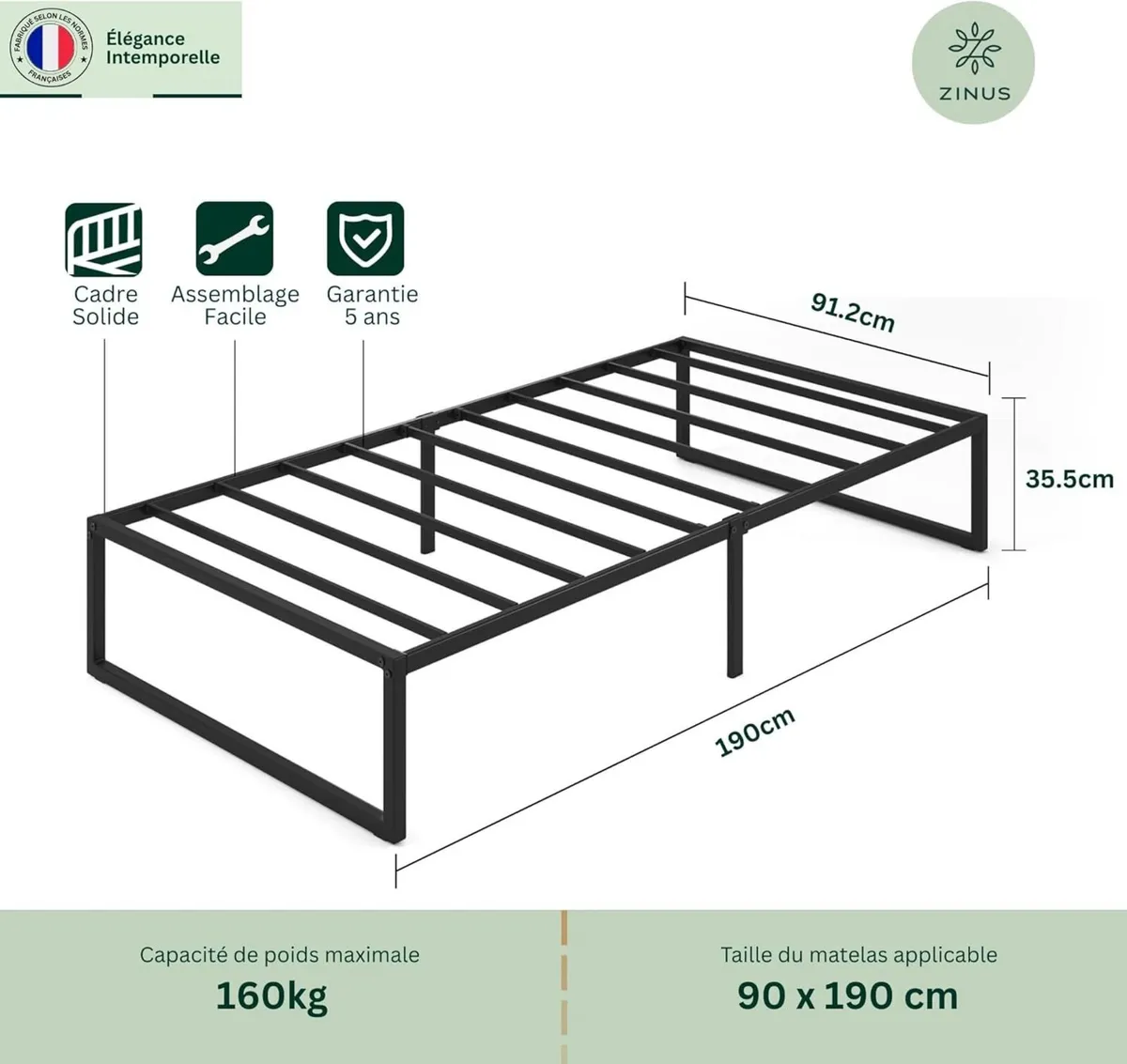 Lorelei 35.6 cm Bed Frame/No Slatted Base - Image 2
