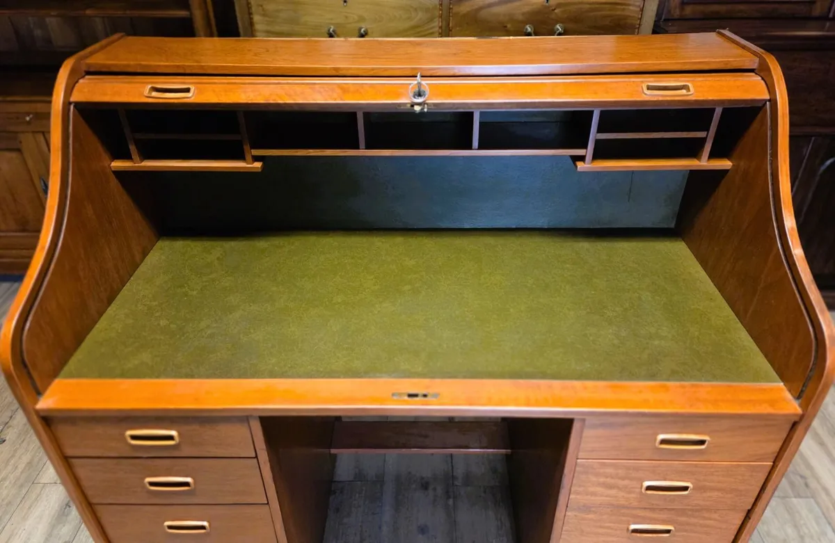 Midcentury Roll Top Desk- Circa 1970s - Image 3