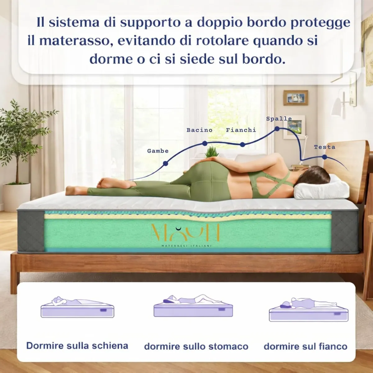 – Double Mattress 140 x 200 cm Waterfoam Hypoaller - Image 4