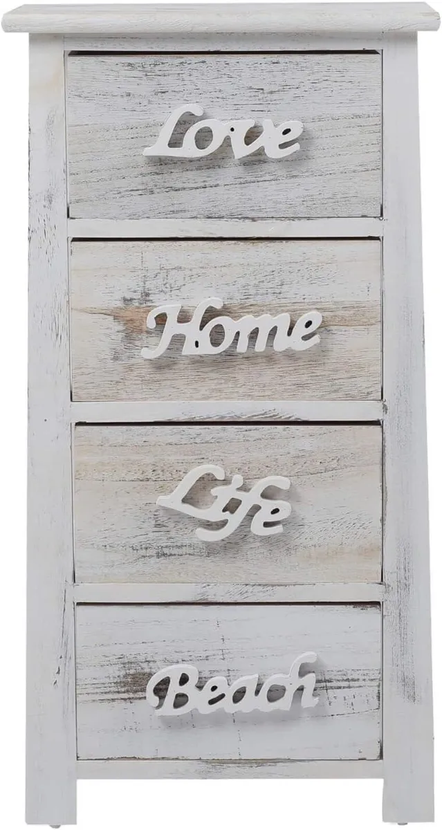 Cabinet Sideboard 4 Drawers Wood White Grey - Image 1